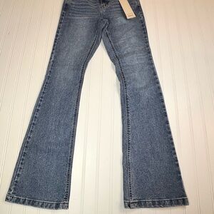 No Boundaries Women's Size 00 Embroidered Bow Bootleg Tall Jeans NWT